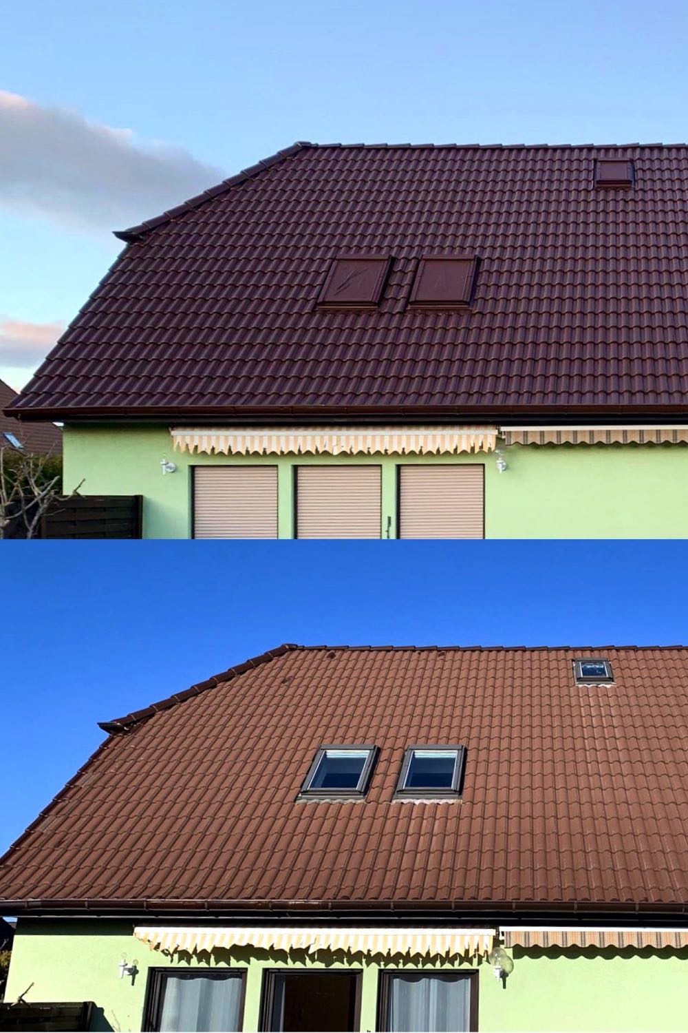 Professionelle Dachbeschichtung Vorher / Nachher - Die Dachreiniger