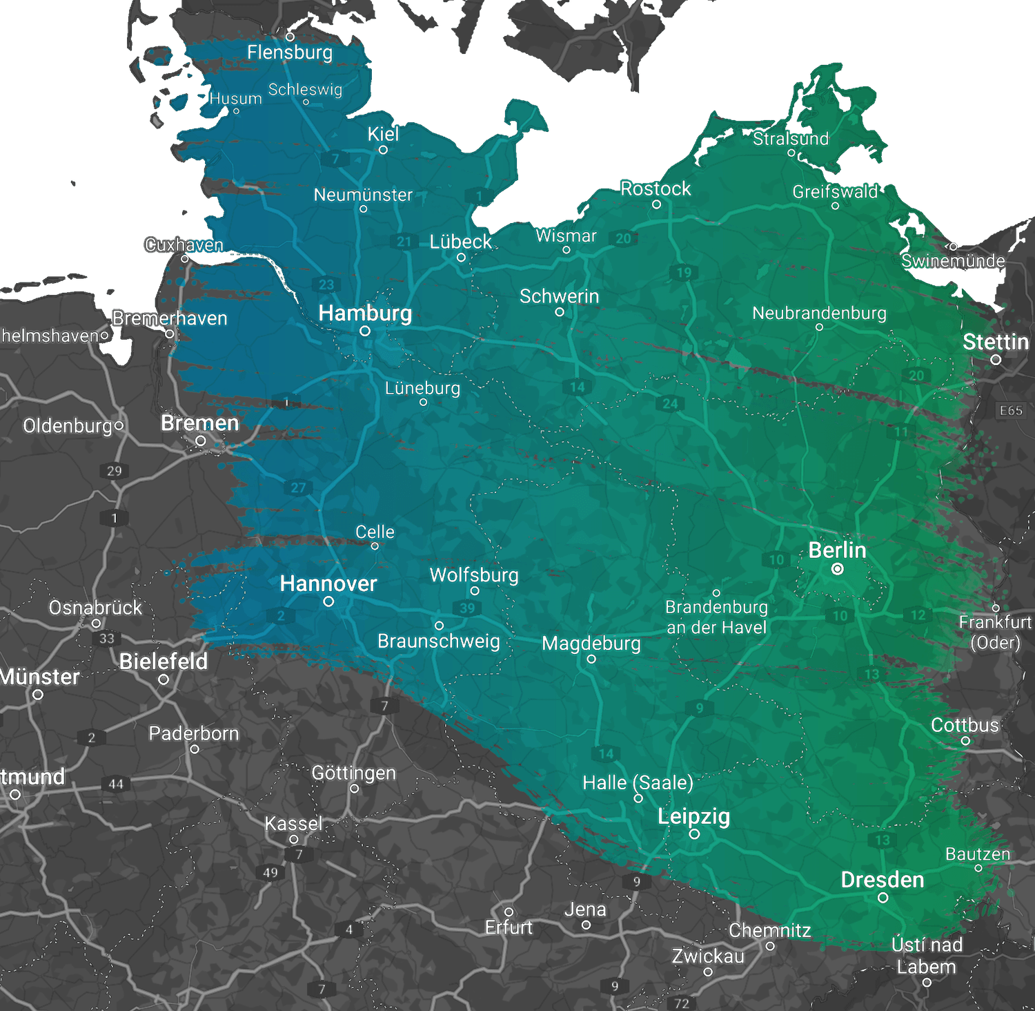Die Dachreiniger sind in ganz Norddeutschland von Hamburg über Mecklenburg-Vorpommern und Berlin bis Dresden für Sie da