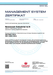 ISO-Zertifikat unseres Herstellers für Dachbeschichtung